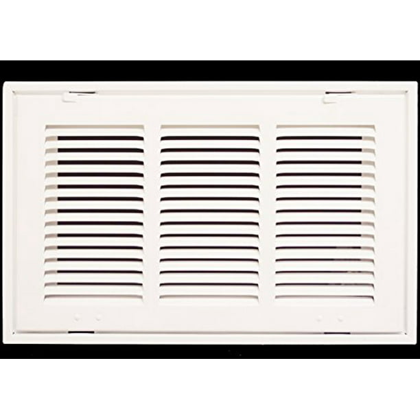 White HVAC Duct Cover 10 X 10 Steel Return Air Filter Grille for 1 Filter Fixed Hinged Flat Stamped Face Ceiling Recommended Outer Dimensions: 12.5 X 11.75 